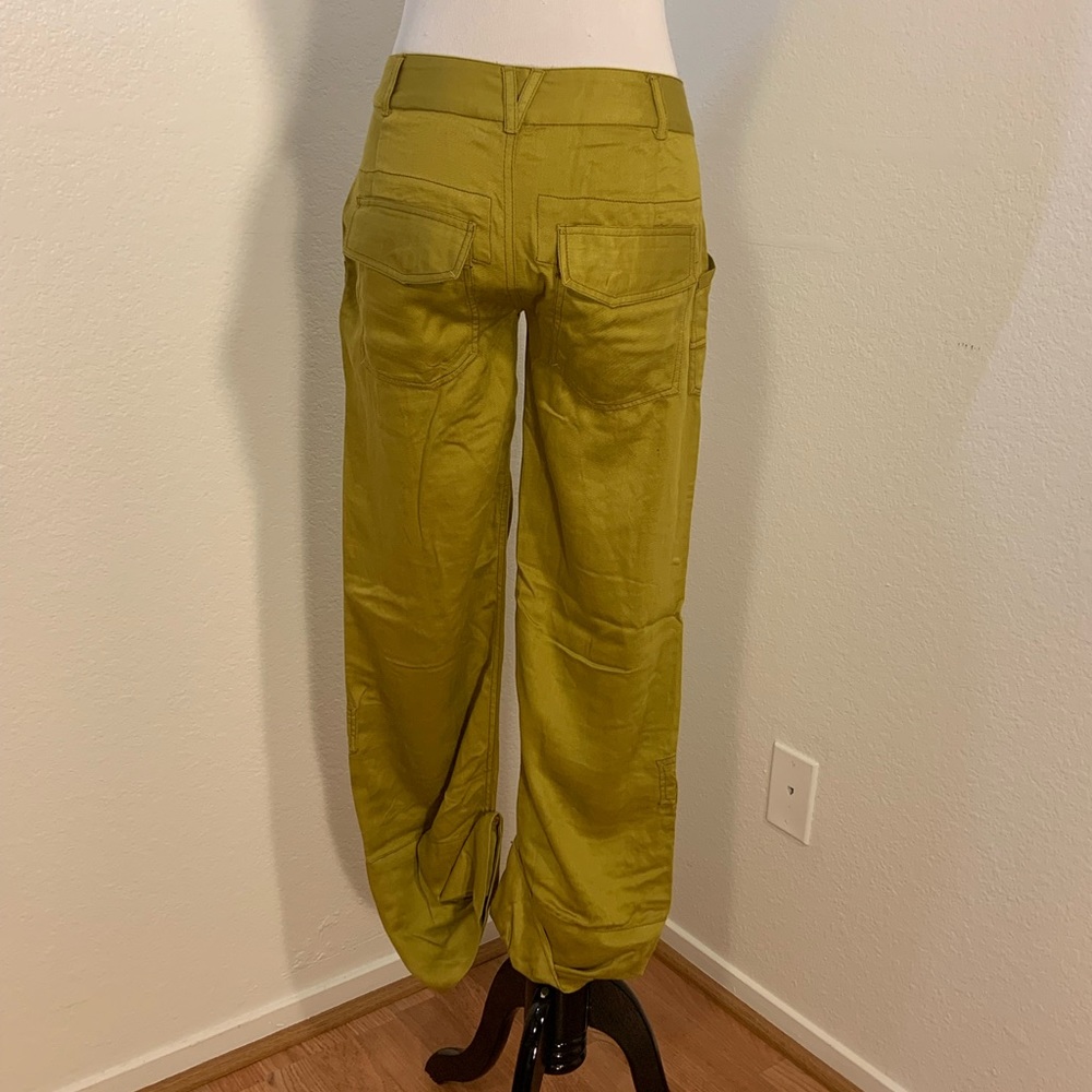 NWOT Free People Wind Up Utility Straight Leg Pants Button Cuff Pockets Gold - Picture 8 of 10